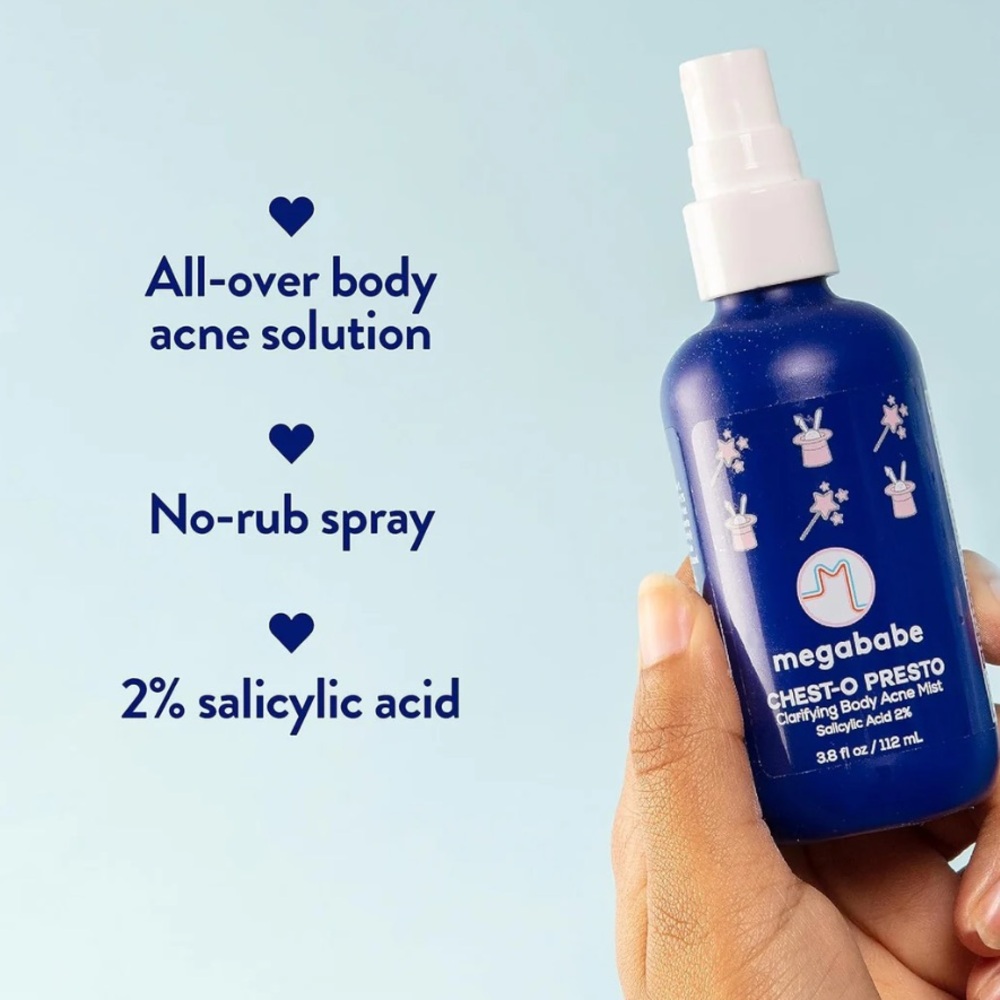 New Megababe Chest-o Presto Clarifying Body Acne Mist 3.8 oz Salicylic Acid - Picture 13 of 16